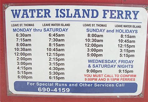 water island ferry schedule.